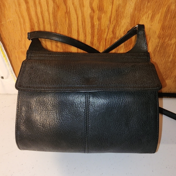 VTG Fossil Black Pebbled Leather Crossbody Shoulder Bag Organizer Flap Purse - Picture 10 of 16